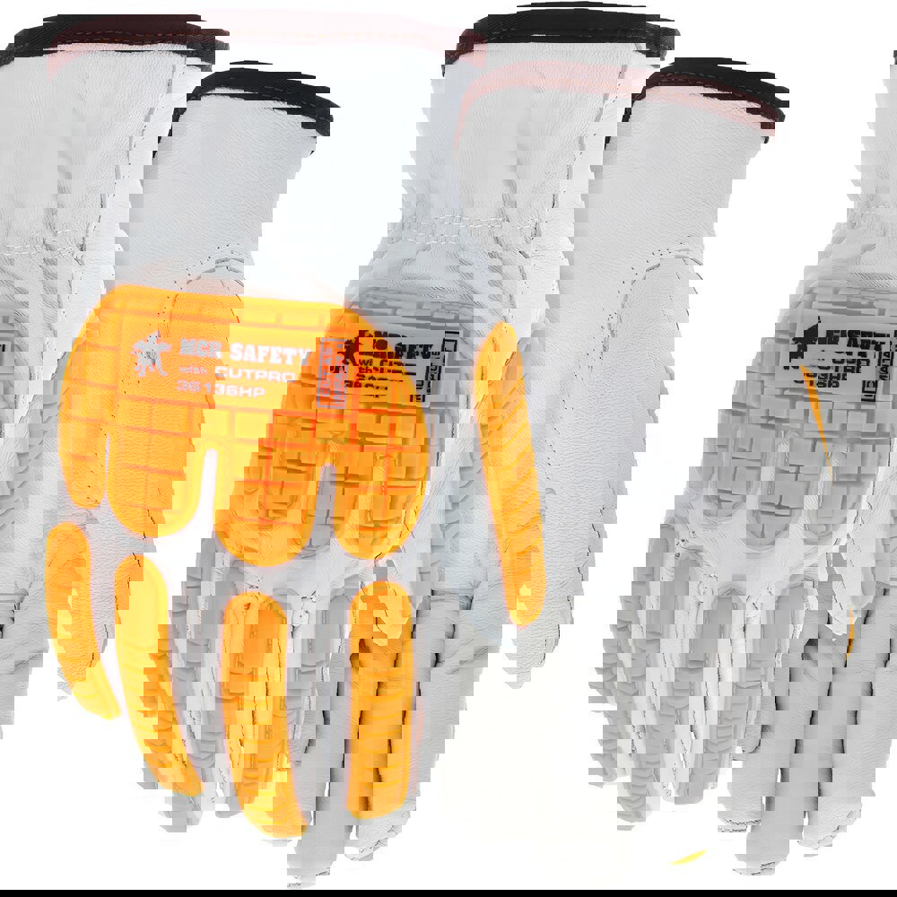 Cut, Puncture & Abrasive-Resistant Gloves: Size M, ANSI Cut A5, ANSI Puncture 3, Leather